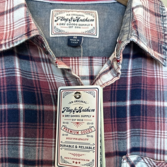 NWT Flag and Anthem Plaid Button Down Western Medium - Picture 3 of 6
